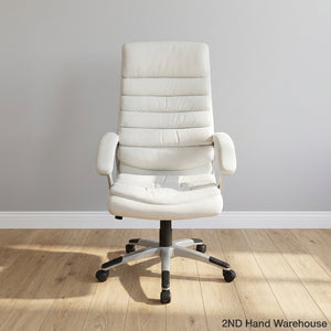 Pre-Loved white Executive High-Back Office Chair with Ribbed Design - 2ndhandwarehouse.com