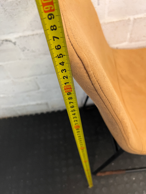 Pair of Mustard Dining Chairs - Upholstery Wear & Base Rust - 2ndhandwarehouse.com