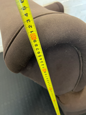 Brown Fabric 2-Seater Couch - Minor Wear to Arm and Base - 2ndhandwarehouse.com