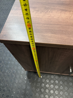 Dark Wood-Look TV Unit with Two Side Cupboards — Fair Condition with Visible Wear