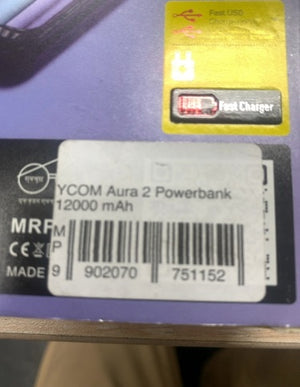 YCOM Aura 2 Powerbank 12000 mAh - YCOM Aura 2 Fast Charging Powerbank with 12000 mAh Battery Capacity and Utility LED Light WORKING COMPLETELY - 2ndhandwarehouse.com