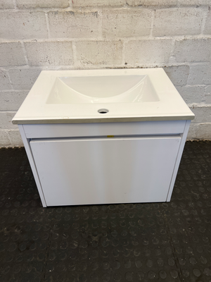 Modern White Ceramic Drop-In Bathroom Sink & Vanity Unit - 2ndhandwarehouse.com