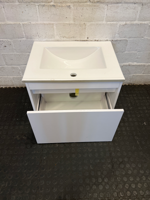Modern White Ceramic Drop-In Bathroom Sink & Vanity Unit - 2ndhandwarehouse.com