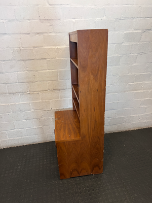 Vintage Stepped Wood Display Cabinet & Drawer Unit - 2ndhandwarehouse.com