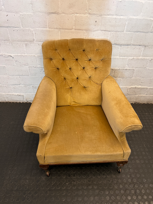 Vintage Tufted Corduroy Armchair in Mustard Gold - 2ndhandwarehouse.com