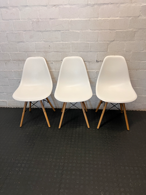 White Eames Style Dining Chair with Timber Base - Good Condition - 2ndhandwarehouse.com