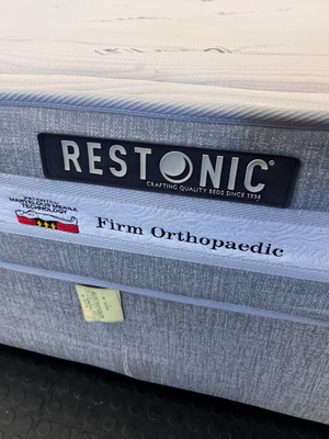 Restonic Firm Orthopaedic Queen Mattress & Base - Excellent Condition - 2ndhandwarehouse.com