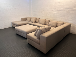 Sofaworx Light Beige Fabric U-Shape Lounge Suite with Ottoman - 2ndhandwarehouse.com