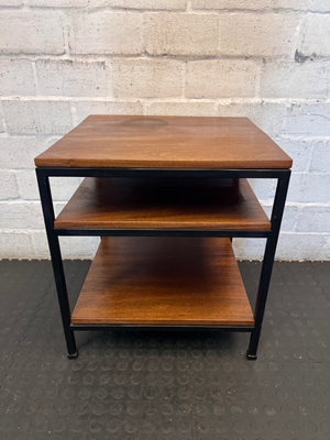 Industrial Tiered Side Table - Marked Top & Paint Wear - 2ndhandwarehouse.com
