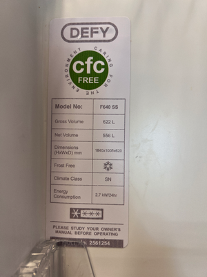 Silver Defy Double Door Fridge - Failed Testing / Needs Review - 2ndhandwarehouse.com