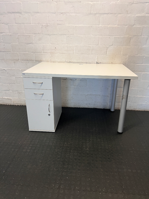 Modern White Office Desk with Pedestal Drawers - 2ndhandwarehouse.com