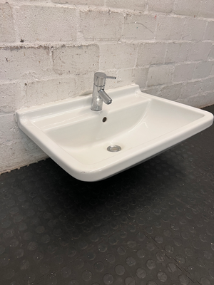 Large Ceramic Bathroom Basin - Used Fair Condition (No Tap) - 2ndhandwarehouse.com