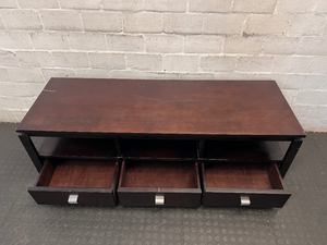 Dark Brown Varnished Pine TV Unit - Minor Surface Scuffs - 2ndhandwarehouse.com