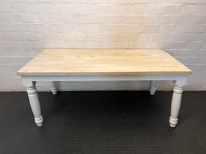 8 Seater White Wash Dining Table - Needs Some Work - 2ndhandwarehouse.com