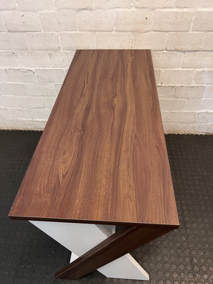 Two-Tone Modern Office Desk with Built-in Shelving — Good Condition - Requires Assembly - 2ndhandwarehouse.com