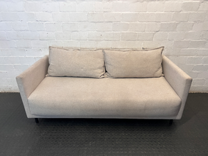 Modern Neutral Woven 2 Seater Couch — Well Used and In Fair C - 2ndhandwarehouse.com