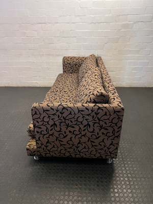 Contemporary Patterned Three-Seater Couch in Mocha & Black - 2ndhandwarehouse.com