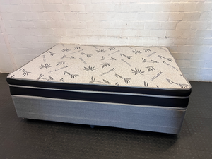 "Bed of Dreams" Double Bed, Mattress & Base Set - Grey & White - 2ndhandwarehouse.com