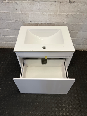 Modern White Ceramic Drop-In Bathroom Sink & Vanity Unit - 2ndhandwarehouse.com