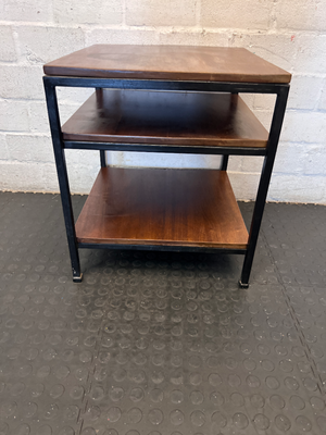 Industrial Tiered Side Table - Marked Top & Paint Wear - 2ndhandwarehouse.com