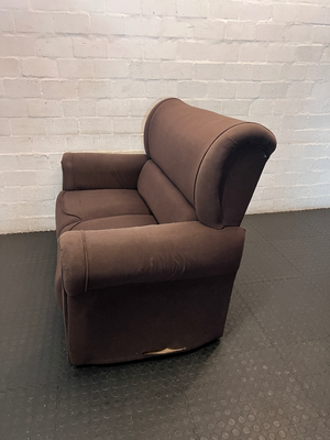 Brown Fabric 2-Seater Couch - Minor Wear to Arm and Base - 2ndhandwarehouse.com