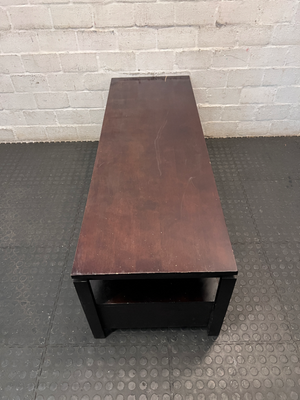 Dark Brown Varnished Pine TV Unit - Minor Surface Scuffs - 2ndhandwarehouse.com