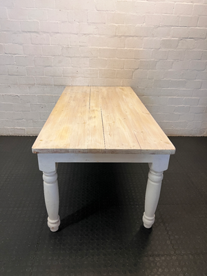 8 Seater White Wash Dining Table - Needs Some Work - 2ndhandwarehouse.com