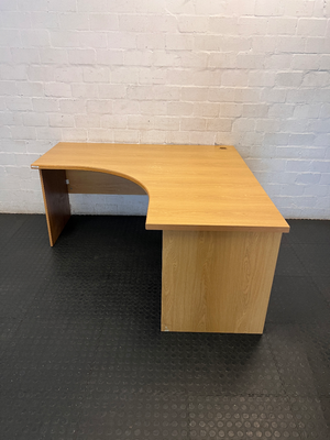 L-Shape Corner Office Desk in Oak Finish - 2ndhandwarehouse.com
