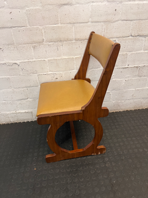Vintage Style Wooden Dining Chair with Studded Upholstery — Seat Damaged and Needs Repair - 2ndhandwarehouse.com