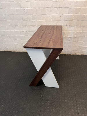 Two-Tone Modern Office Desk with Built-in Shelving — Good Condition - Requires Assembly - 2ndhandwarehouse.com
