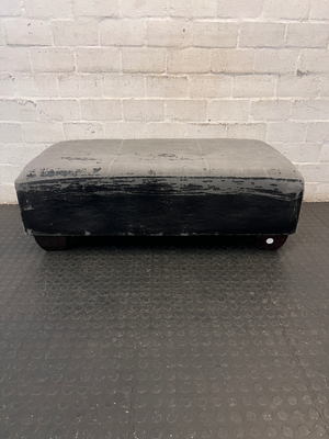 Button-Tufted Rectangular Ottoman with Wooden Feet — Significant Peeling and Surface Wear - 2ndhandwarehouse.com