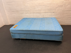 Sealy Posturepedic Queen Mattress in Blue — Visible Staining on Mattress and Base - 2ndhandwarehouse.com