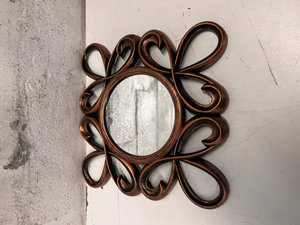 Ornate Bronze-Tone Scrollwork Wall Mirror — Good Working Order - 2ndhandwarehouse.com