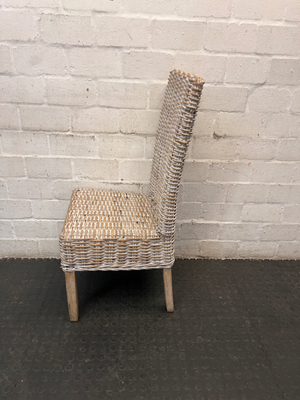 White-Washed Rattan High-Back Dining Chair — Good C - 2ndhandwarehouse.com