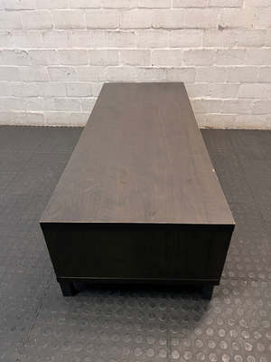 Dark Brown Low-Profile TV Unit with Open Shelving — Multiple Broken Legs and Surface W - 2ndhandwarehouse.com