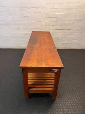 Large Oregon Pine Slatted Sideboard Server — Good Working O - 2ndhandwarehouse.com