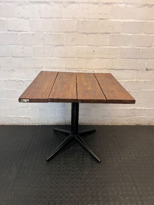 Square Wooden Top Cafe Table with Black Pedestal Base - 2ndhandwarehouse.com
