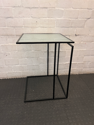 Z-Shaped Black Steel and Glass Side Table — Fair Used C - 2ndhandwarehouse.com
