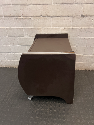 Brown 2-Drawer Side Table with Chrome Details — Paint Droplets on S - 2ndhandwarehouse.com