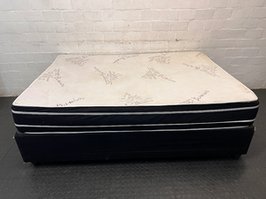 Bamboo Patterned Mattress and Base Set — Fair Condition with Visible Surface Marks