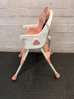 Cushioned Baby High Chair in White and Peach — Clean and Functional Condition