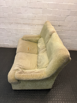Corduroy Upholstered 2 Seater Couch in Olive Green