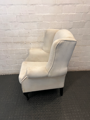 Classic White Upholstered Wingback Chair with Stud Detail