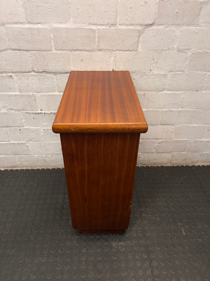 Compact Wood TV Unit with Storage Doors — Fair Condition with Surface Wear