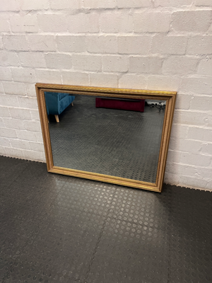 Ornate Gold-Toned Ribbed Wall Mirror — Good Condition