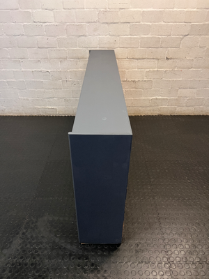 Low Horizontal Grey Multi-Compartment Bookshelf — Good Condition