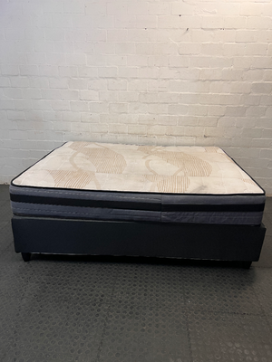 Queen Sleepmasters Base Set — 9-Month-Old Mattress and Base in Fair Condition