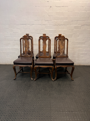 Weylandts Wood and Leather Dining Chair — One Chair Chipped at Top
