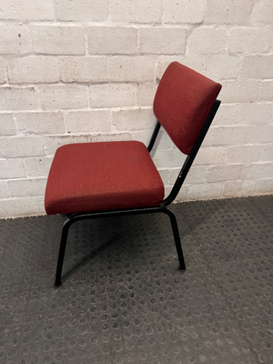 Red Fabric Mid Back Office Visitor Chair — Aged But Structurally Sound