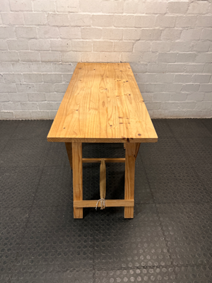 Practical Pine Wood Trestle Table — Used; Fair Condition